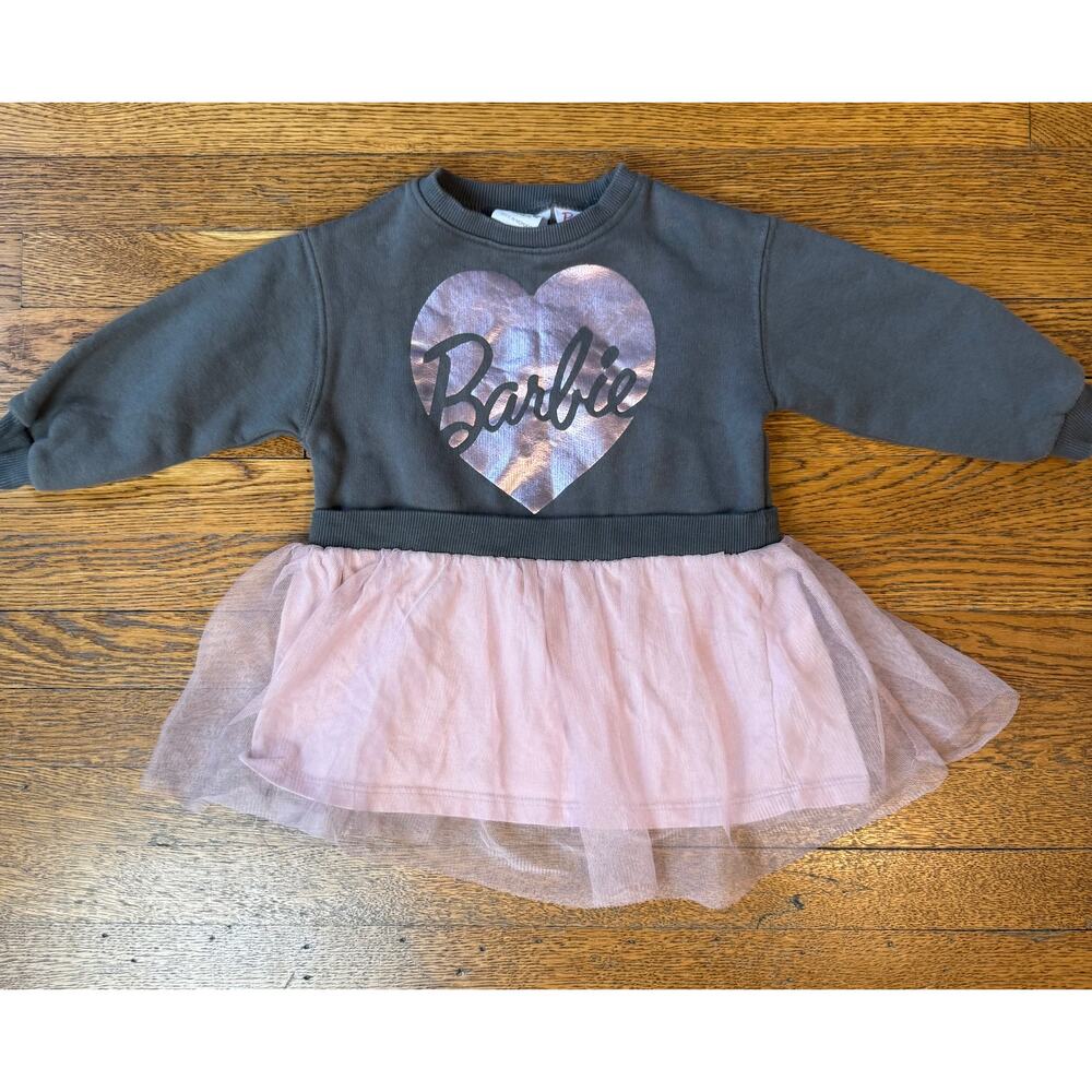 Zara Girls' Barbie Sweatshirt Tulle Dress Size 18-24 Months